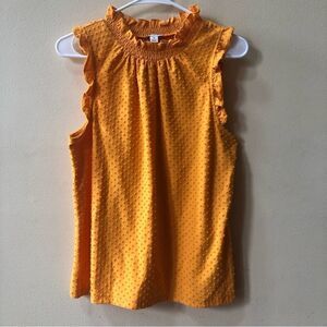 J Crew Sleeveless ruffleneck top in clip dot